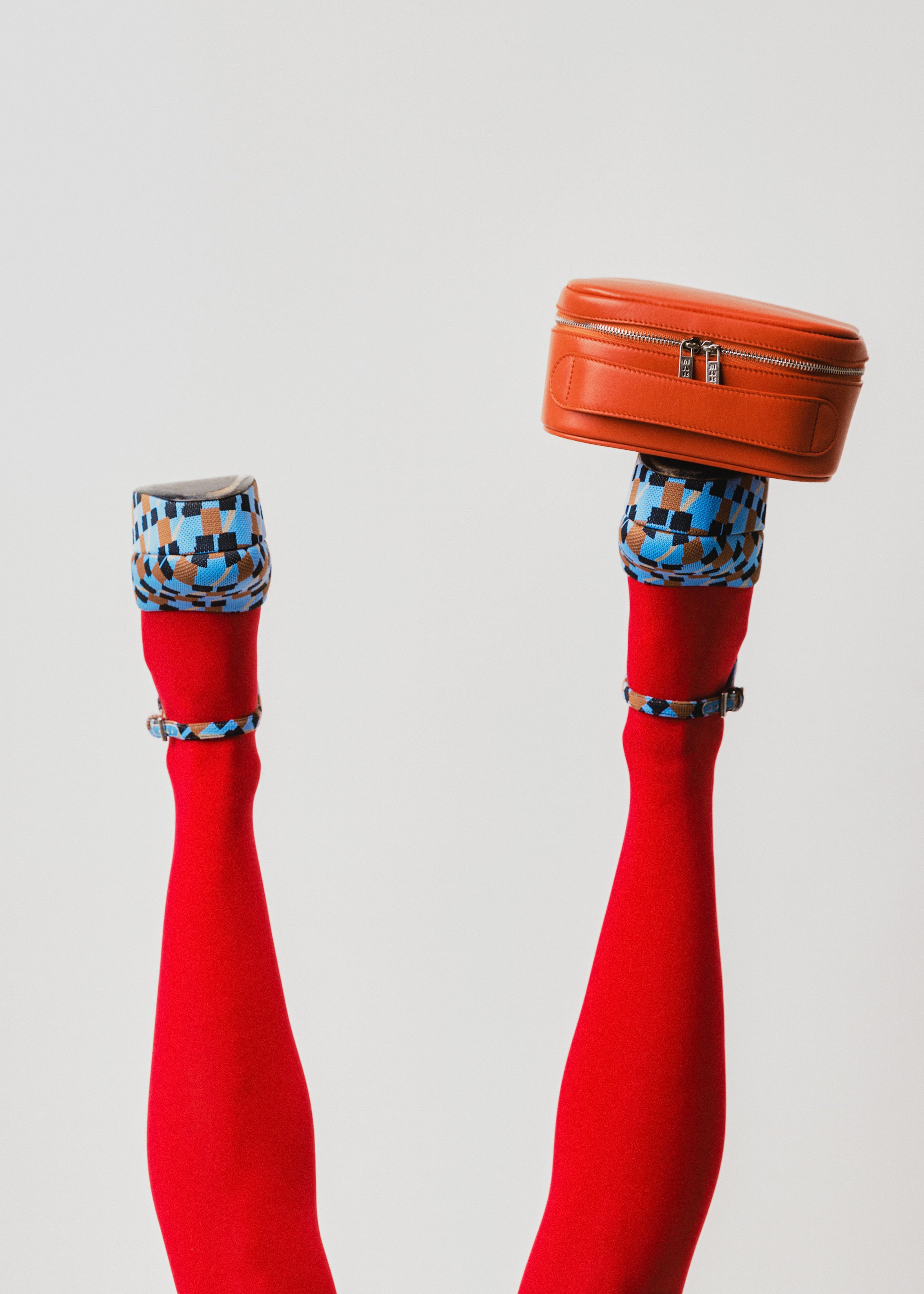 Cosmetic Travel Case - Golden Dune - Orange Leather with Brown Fabric Inside