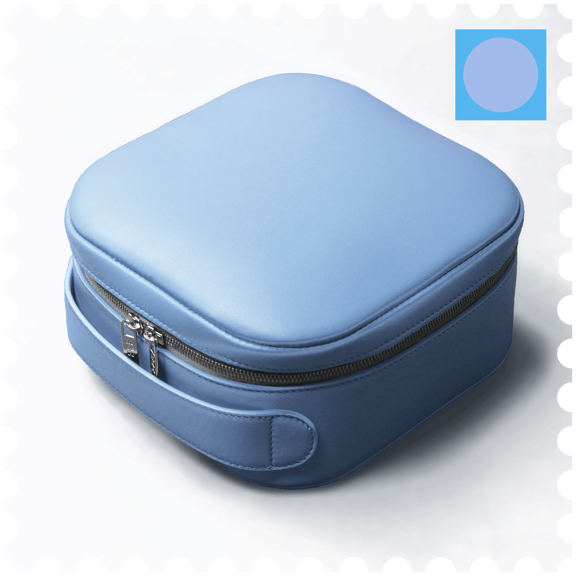 Cosmetic Travel Case - Ocean Horizon - Blue Leather with Blue Fabric Inside