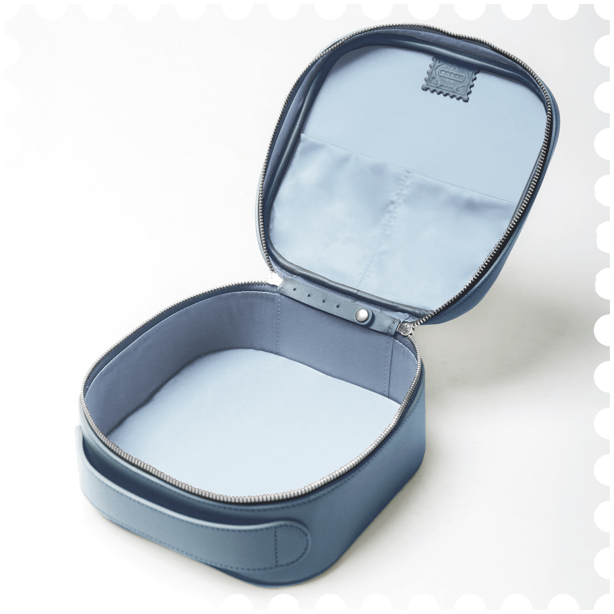 Cosmetic Travel Case - Ocean Horizon - Blue Leather with Blue Fabric Inside