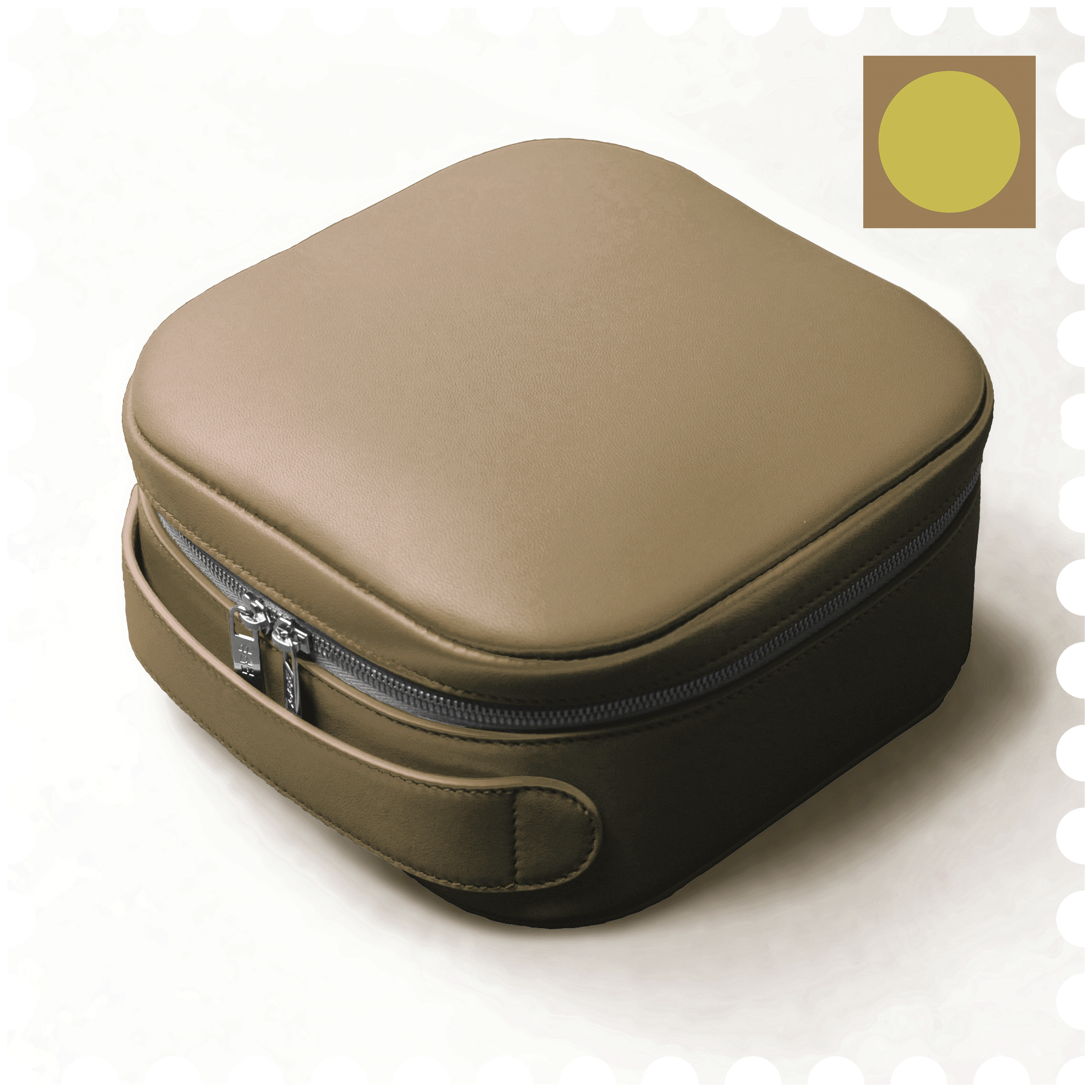 Cosmetic Travel Case - Wild Moss - Olive Leather with Brown Fabric Inside