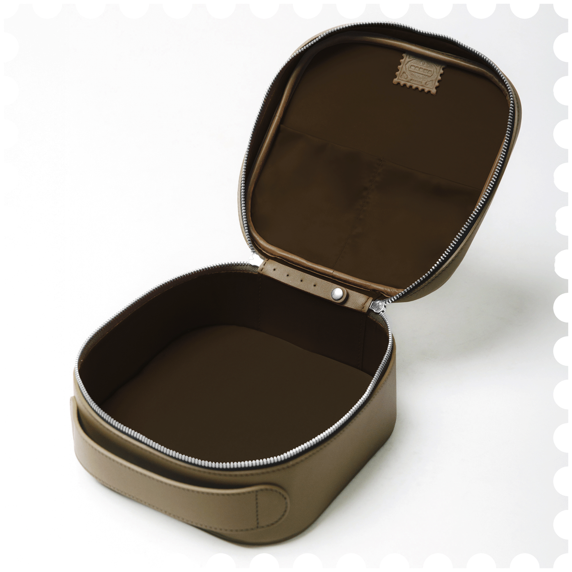 Cosmetic Travel Case - Earthbound - Olive Leather with Olive Fabric Inside