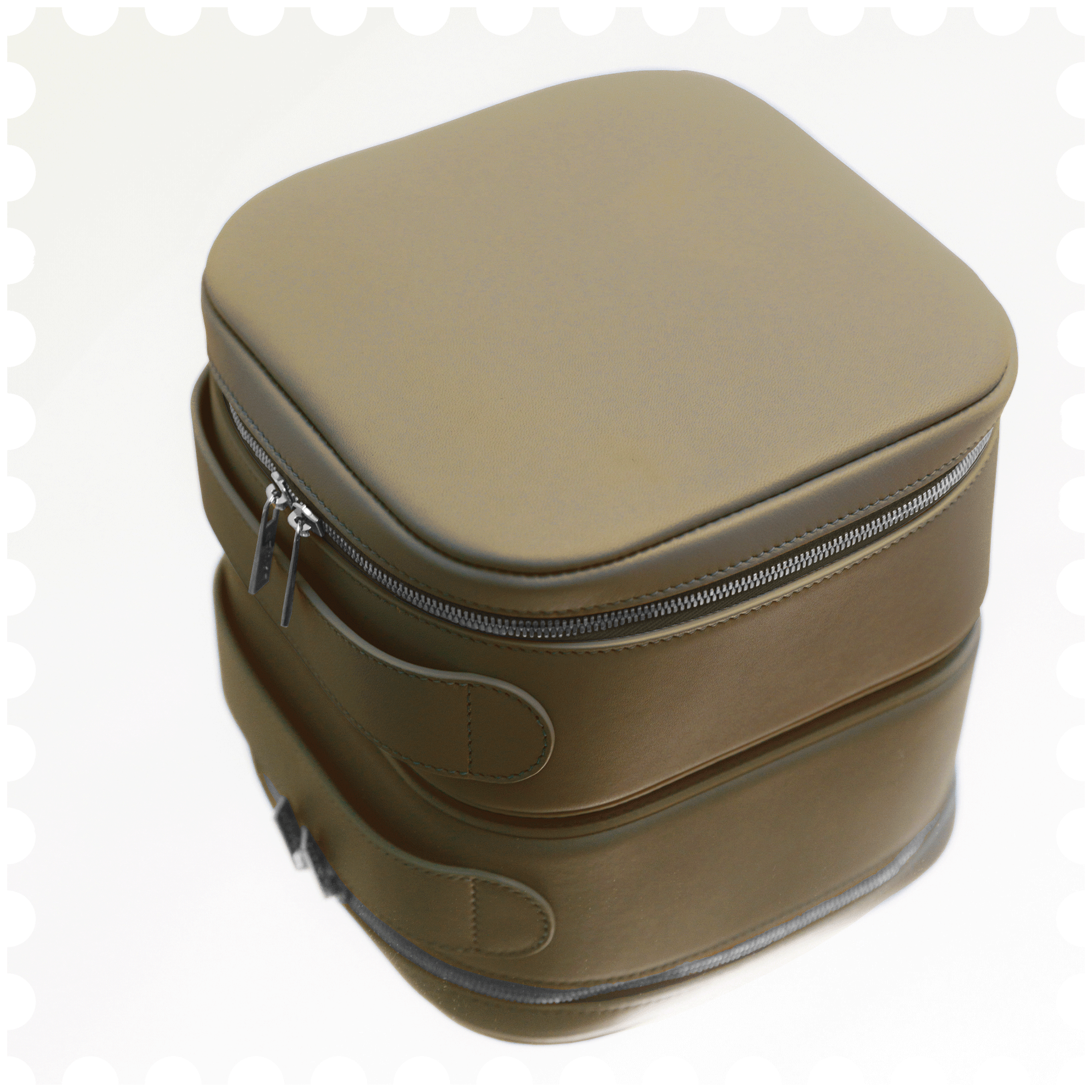 Cosmetic Travel Case - Earthbound - Olive Leather with Olive Fabric Inside